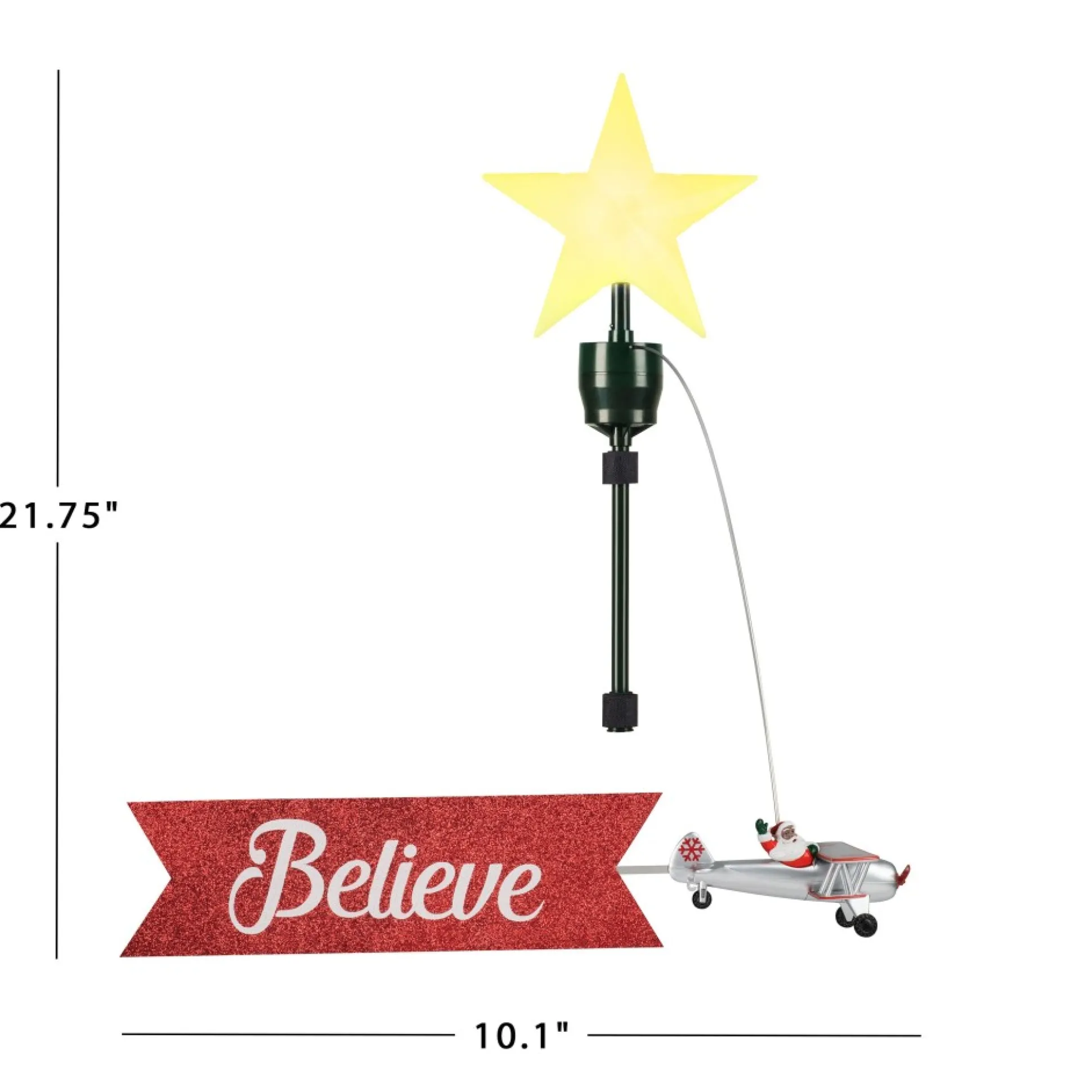 animated_biplane_tree_topper_with_banner__black_santa_2.webp Cheap Mr. Christmas Animated Biplane Tree Topper With Banner - Black Santa
