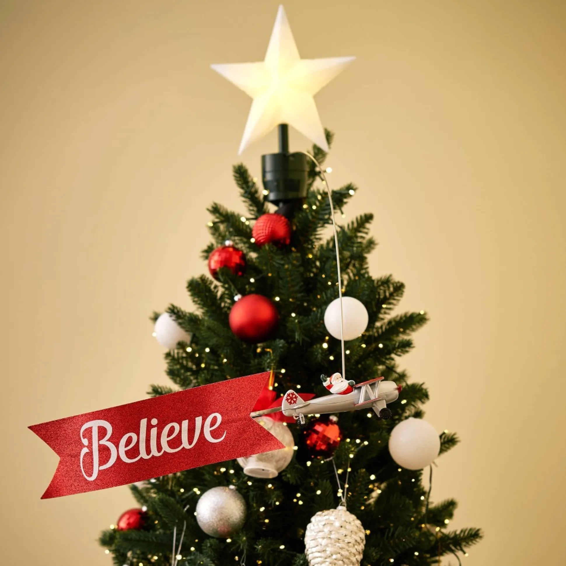 animated_biplane_tree_topper_with_banner__white_santa_3.webp Online Mr. Christmas Animated Biplane Tree Topper With Banner - White Santa