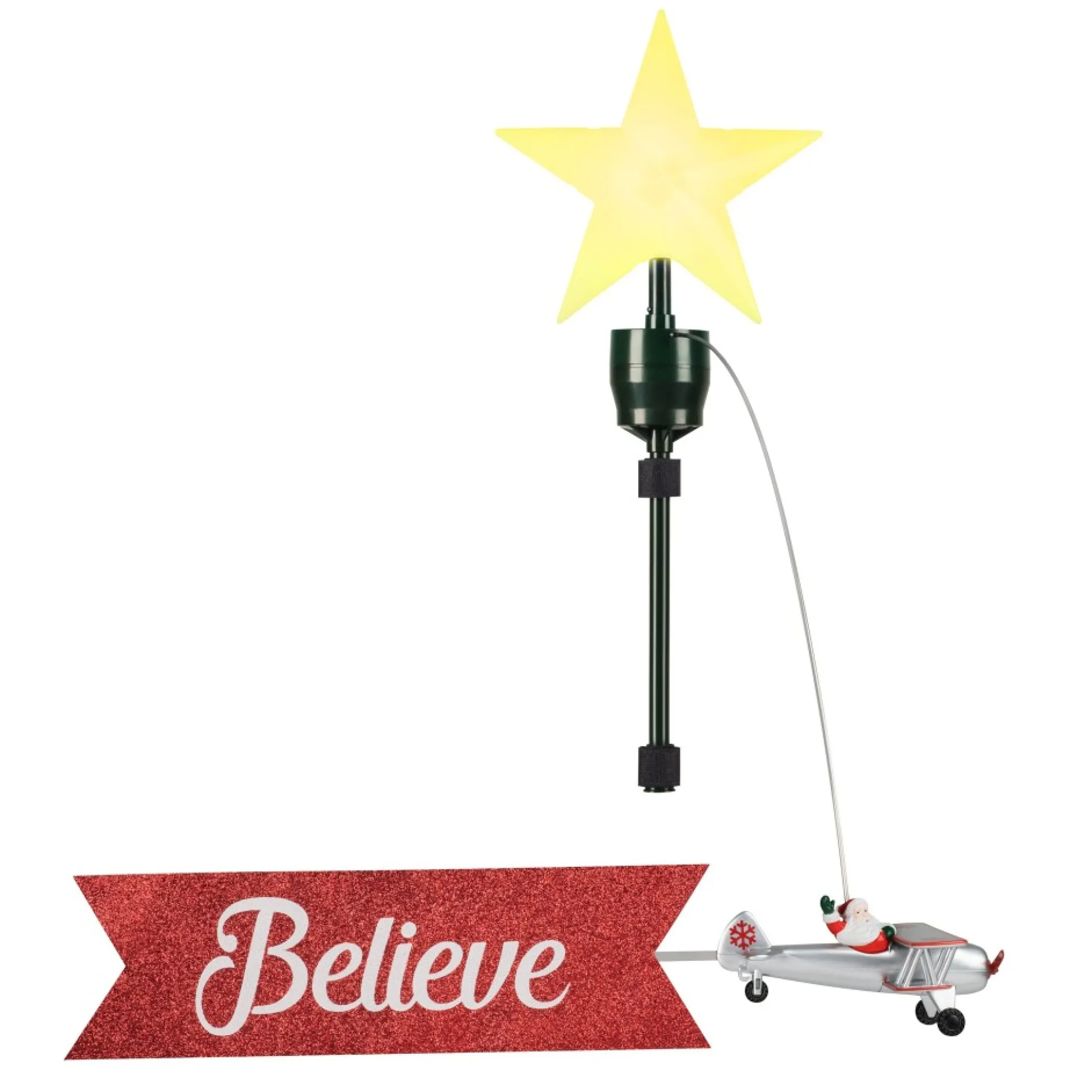 animated_biplane_tree_topper_with_banner__white_santa_4.webp Online Mr. Christmas Animated Biplane Tree Topper With Banner - White Santa