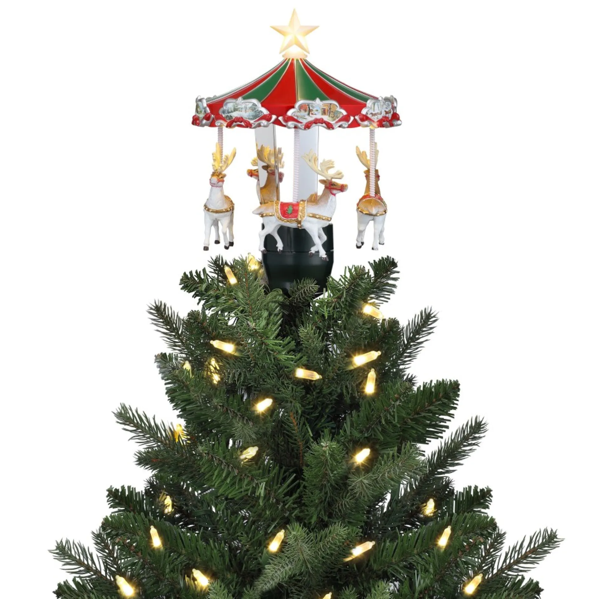 animated_carousel_tree_topper_0.webp Sale Mr. Christmas 11" Animated Carousel Tree Topper