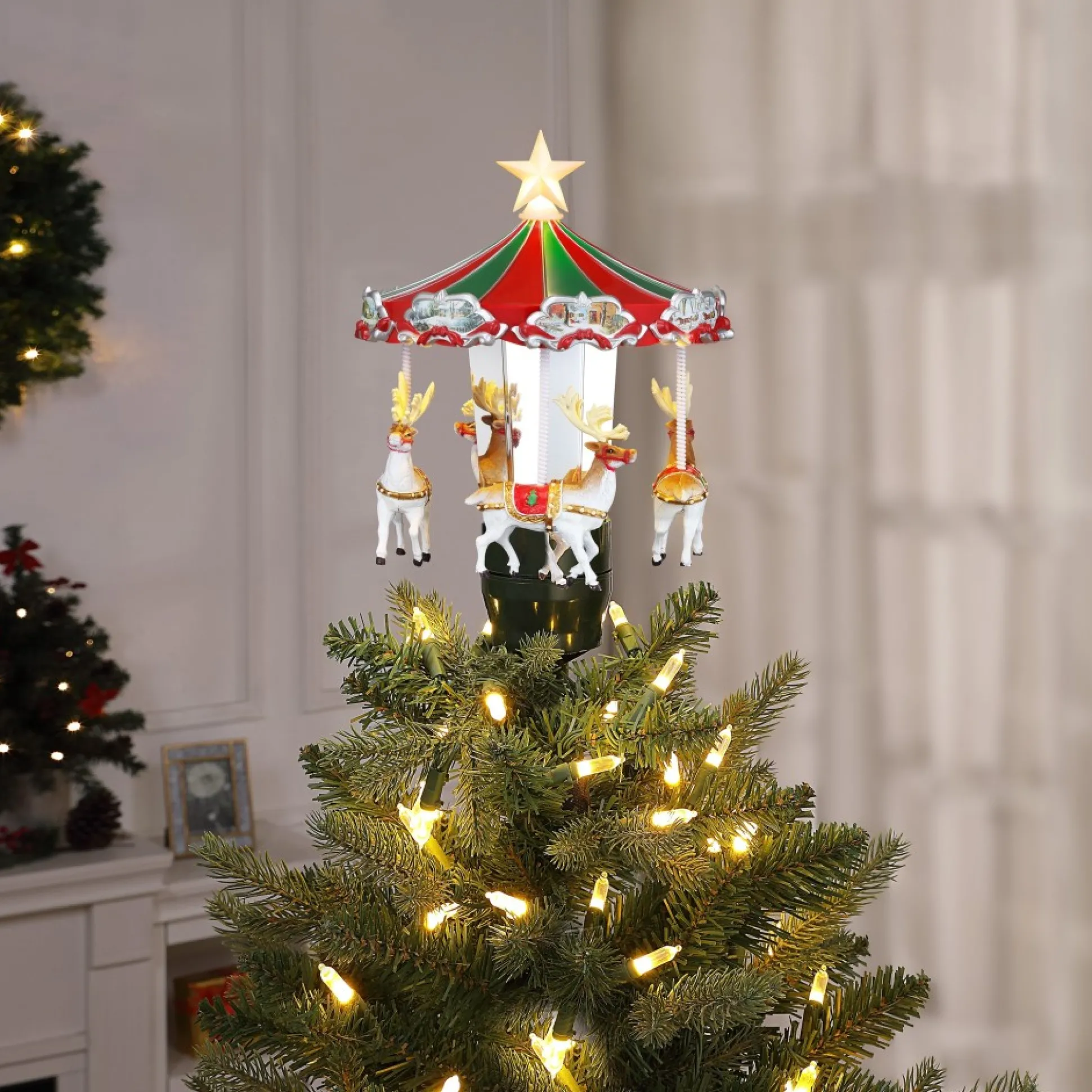 animated_carousel_tree_topper_1-1.webp Best Mr. Christmas 11" Animated Carousel Tree Topper