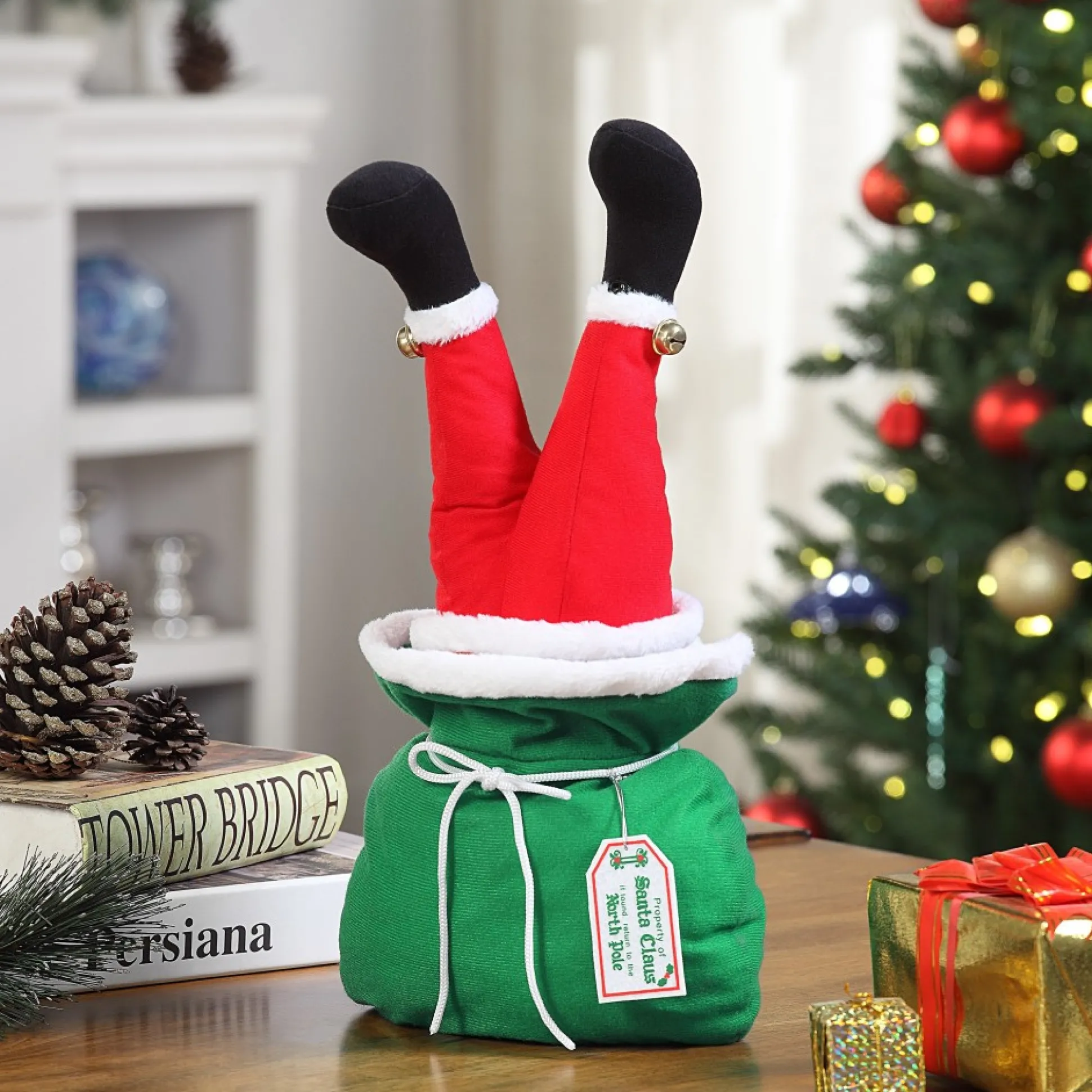 animated_kicker_in_bag__santa_1.webp Sale Mr. Christmas 17" Animated Kicker In Bag - Santa