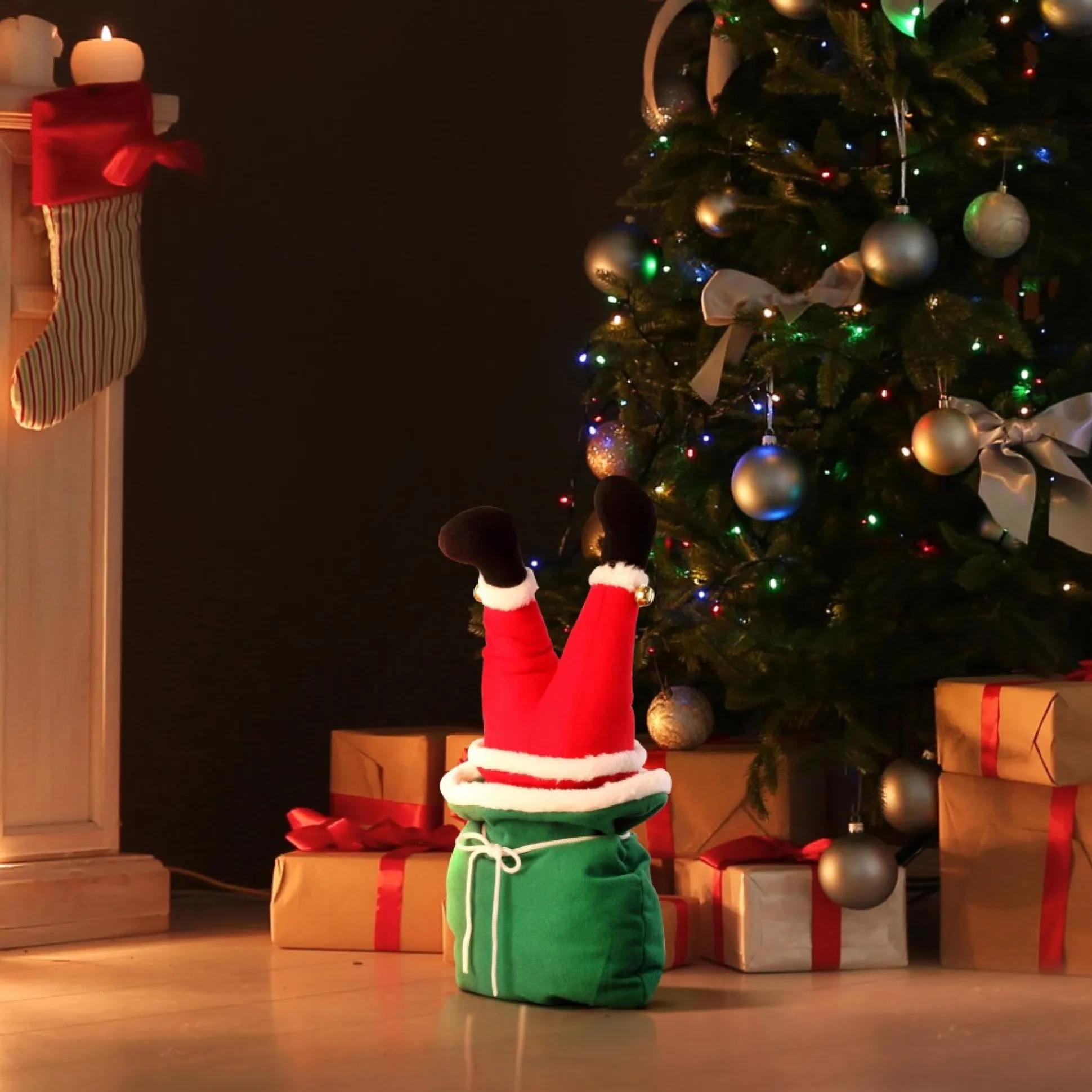 animated_kicker_in_bag__santa_3.webp Sale Mr. Christmas 17" Animated Kicker In Bag - Santa