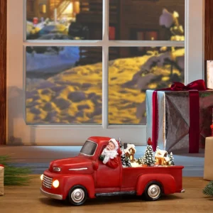 Clearance Mr. Christmas 11" Animated Nostalgic Red Truck - White Santa