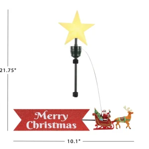 Fashion Mr. Christmas Animated Sleigh Tree Topper With Banner - Black Santa