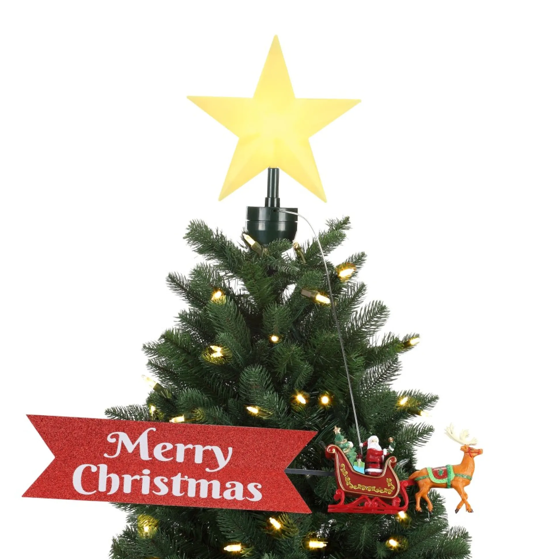 animated_sleigh_tree_topper_with_banner__white_santa_0.webp New Mr. Christmas Animated Sleigh Tree Topper With Banner - White Santa