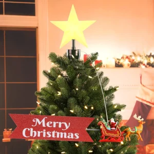 New Mr. Christmas Animated Sleigh Tree Topper With Banner - White Santa