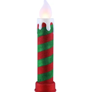 Cheap Mr. Christmas 24" Glittery Blow Mold Candle - Red & Green