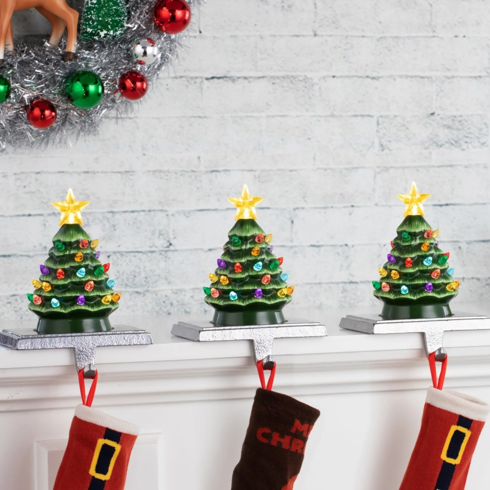 illuminated_ceramic_stocking_hanger__green_tree_4.webp Cheap Mr. Christmas 5" Illuminated Ceramic Stocking Hanger - Green Tree