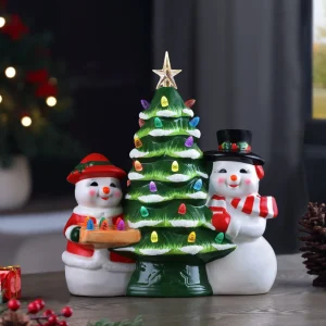 Best Sale Mr. Christmas 12" Mr & Mrs Snowman Nostalgic Ceramic Tree