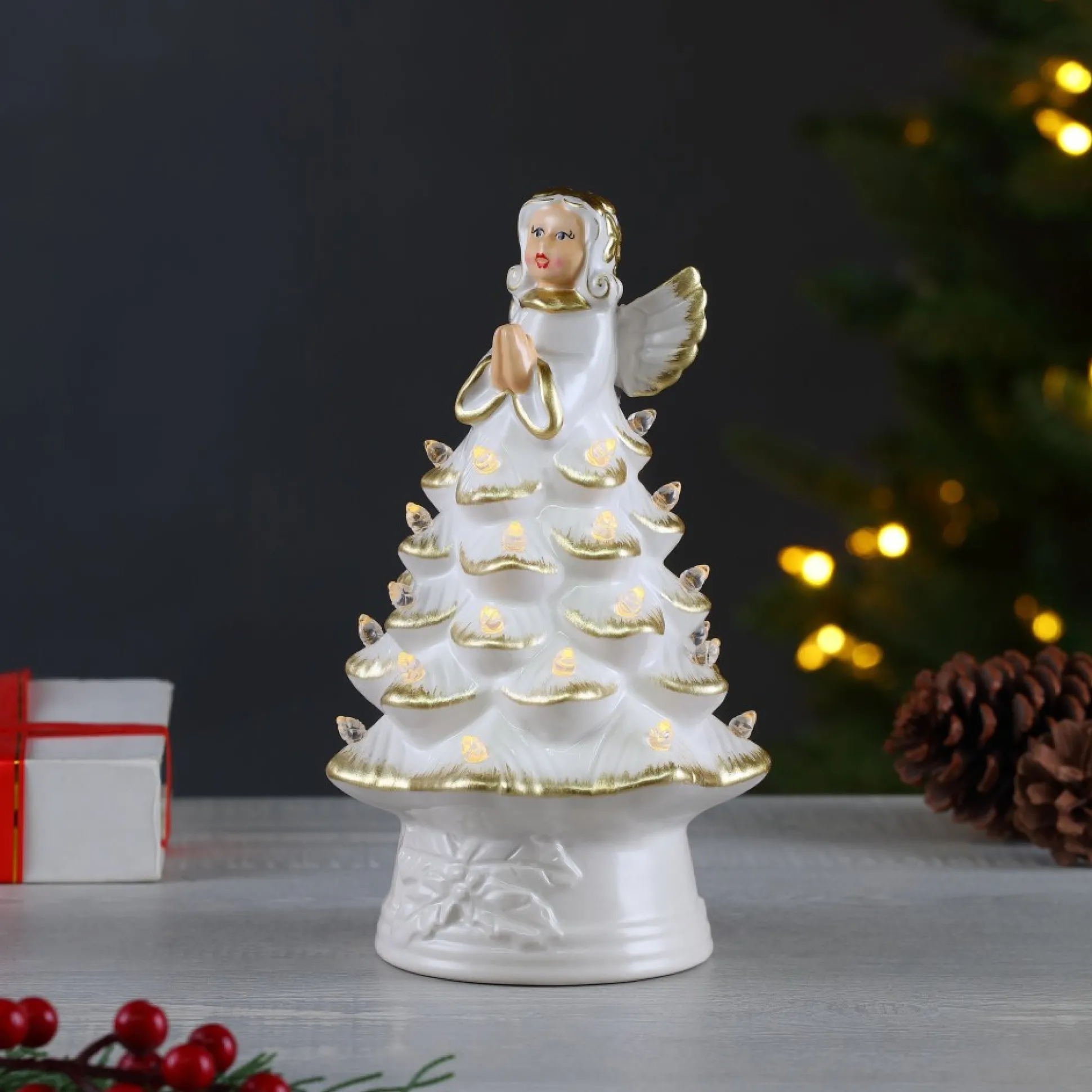 nostalgic_ceramic_angel_tree_1.webp Sale Mr. Christmas 8.5" Nostalgic Ceramic Angel Tree