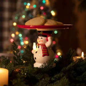 Clearance Mr. Christmas 10" Nostalgic Ceramic Cake Plate - Snowman