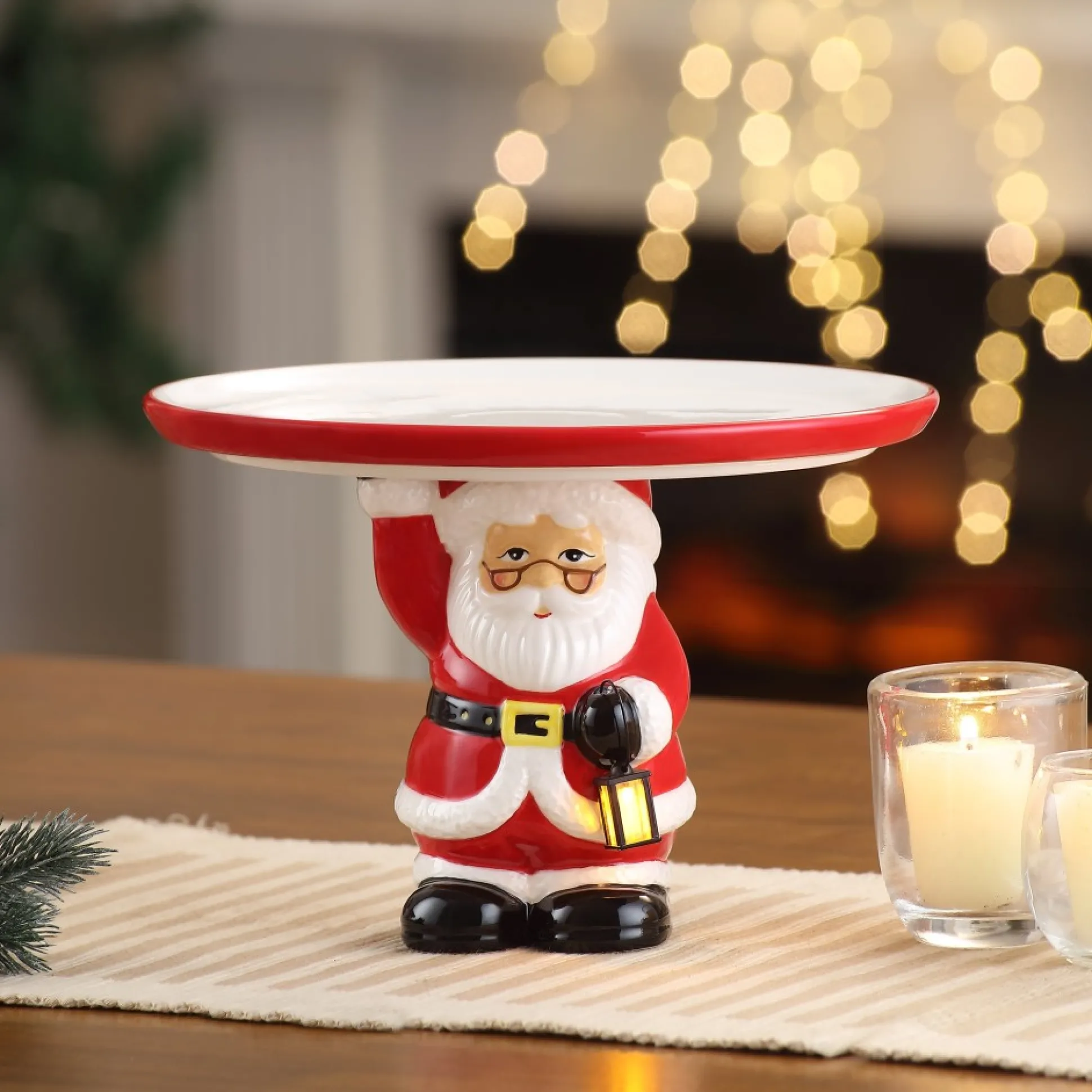 nostalgic_ceramic_cake_plate__white_santa_1.webp New Mr. Christmas 10" Nostalgic Ceramic Cake Plate - White Santa