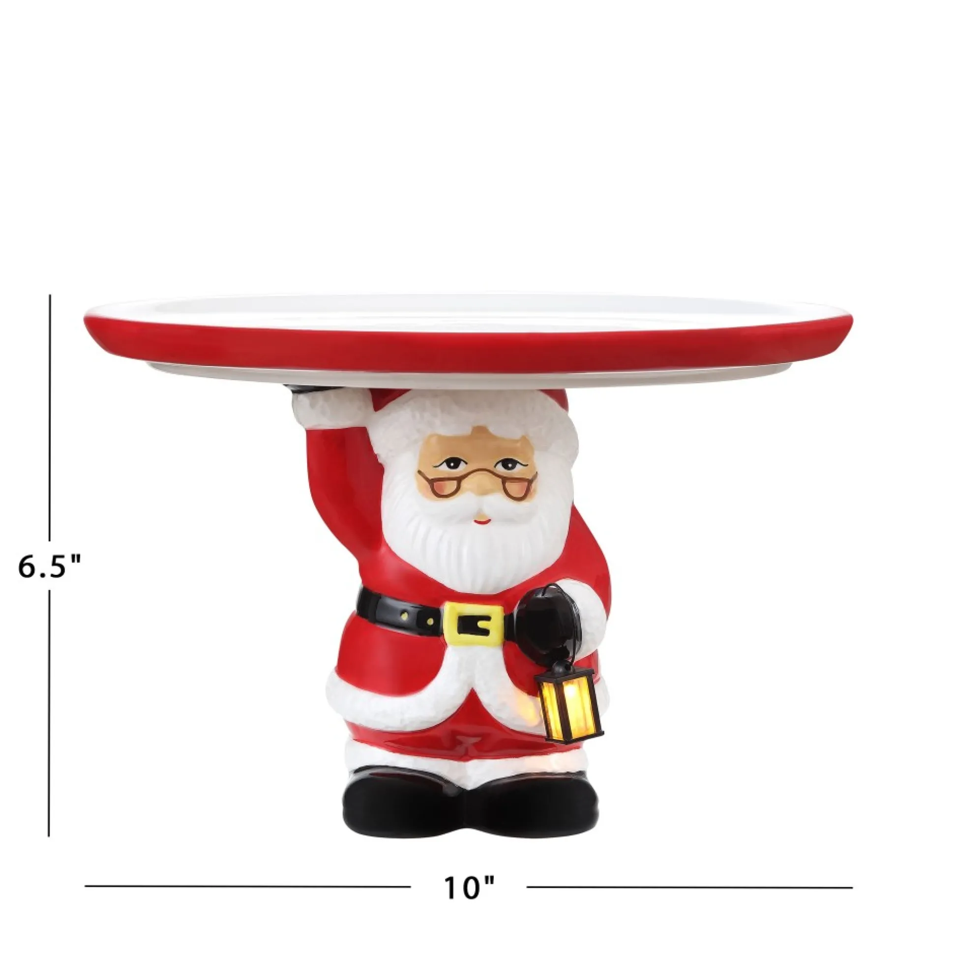 nostalgic_ceramic_cake_plate__white_santa_2.webp New Mr. Christmas 10" Nostalgic Ceramic Cake Plate - White Santa
