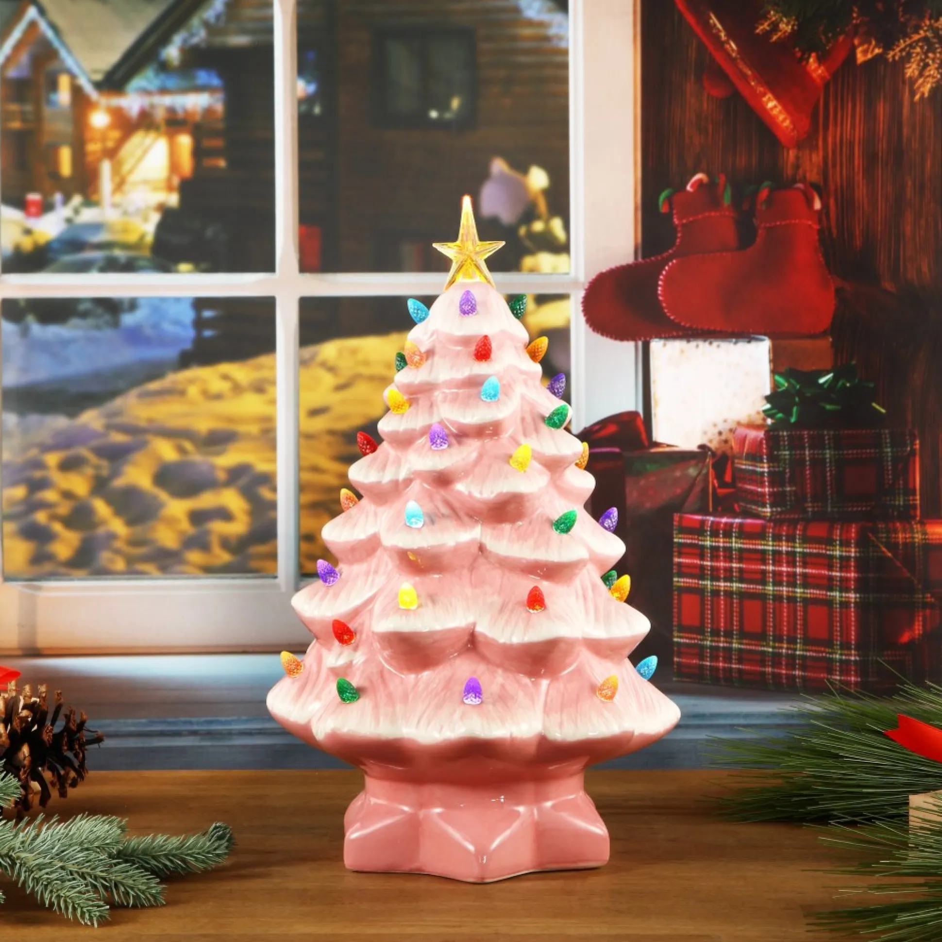 nostalgic_ceramic_tree__pink_1-3.webp Fashion Mr. Christmas 14" Nostalgic Ceramic Tree - Pink