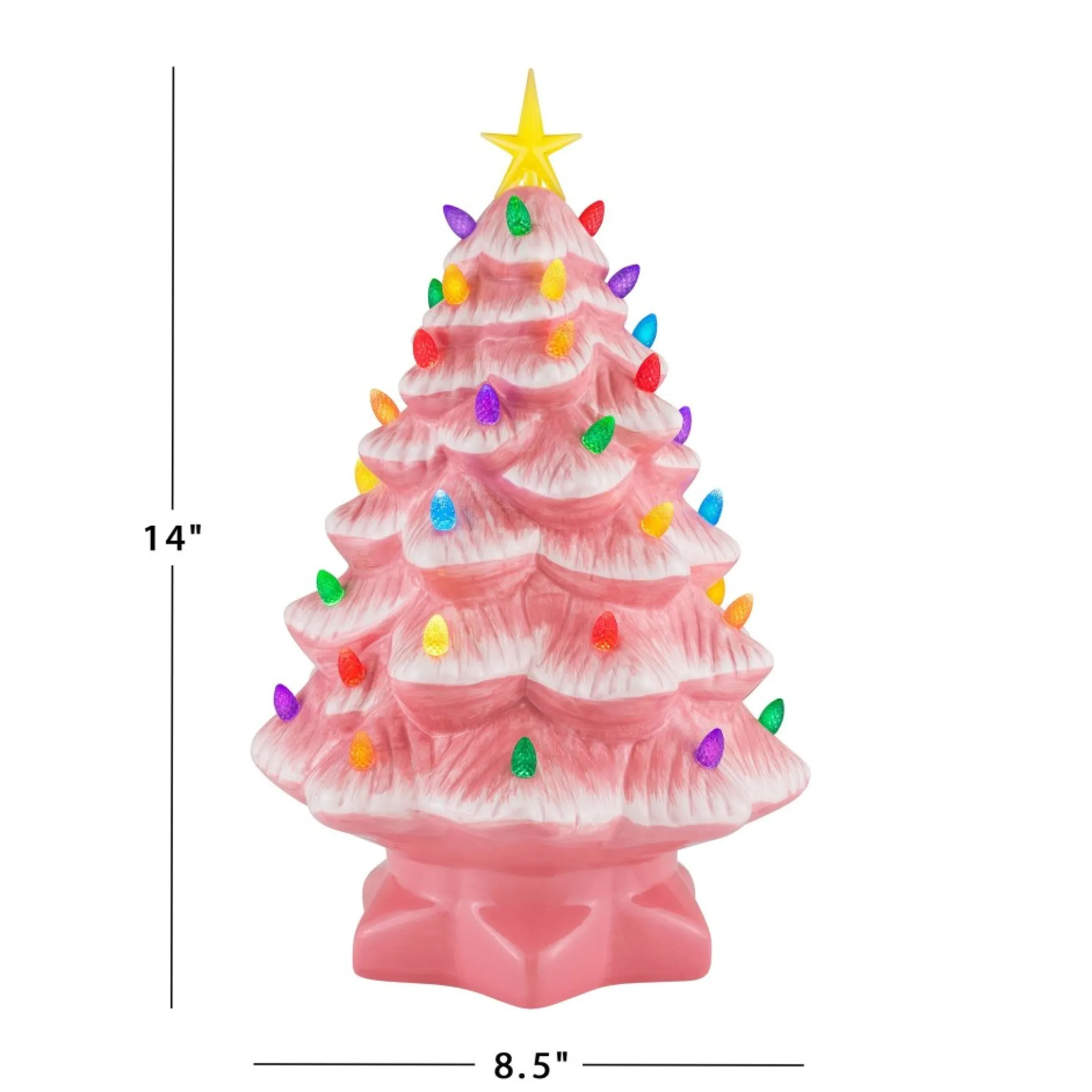 nostalgic_ceramic_tree__pink_2-3.webp Fashion Mr. Christmas 14" Nostalgic Ceramic Tree - Pink