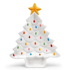 Sale Mr. Christmas 14.25'' Nostalgic Ceramic Tree Dip Platter - White