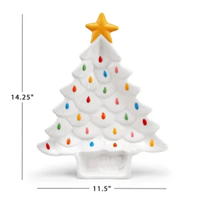 Sale Mr. Christmas 14.25'' Nostalgic Ceramic Tree Dip Platter - White