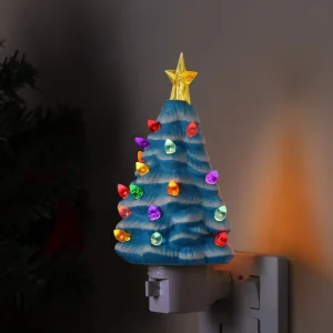 Outlet Mr. Christmas Nostalgic Ceramic Tree Nightlight - Blue