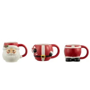 Best Sale Mr. Christmas 12Oz Set Of 3 Ceramic Stacking Mugs - Santa