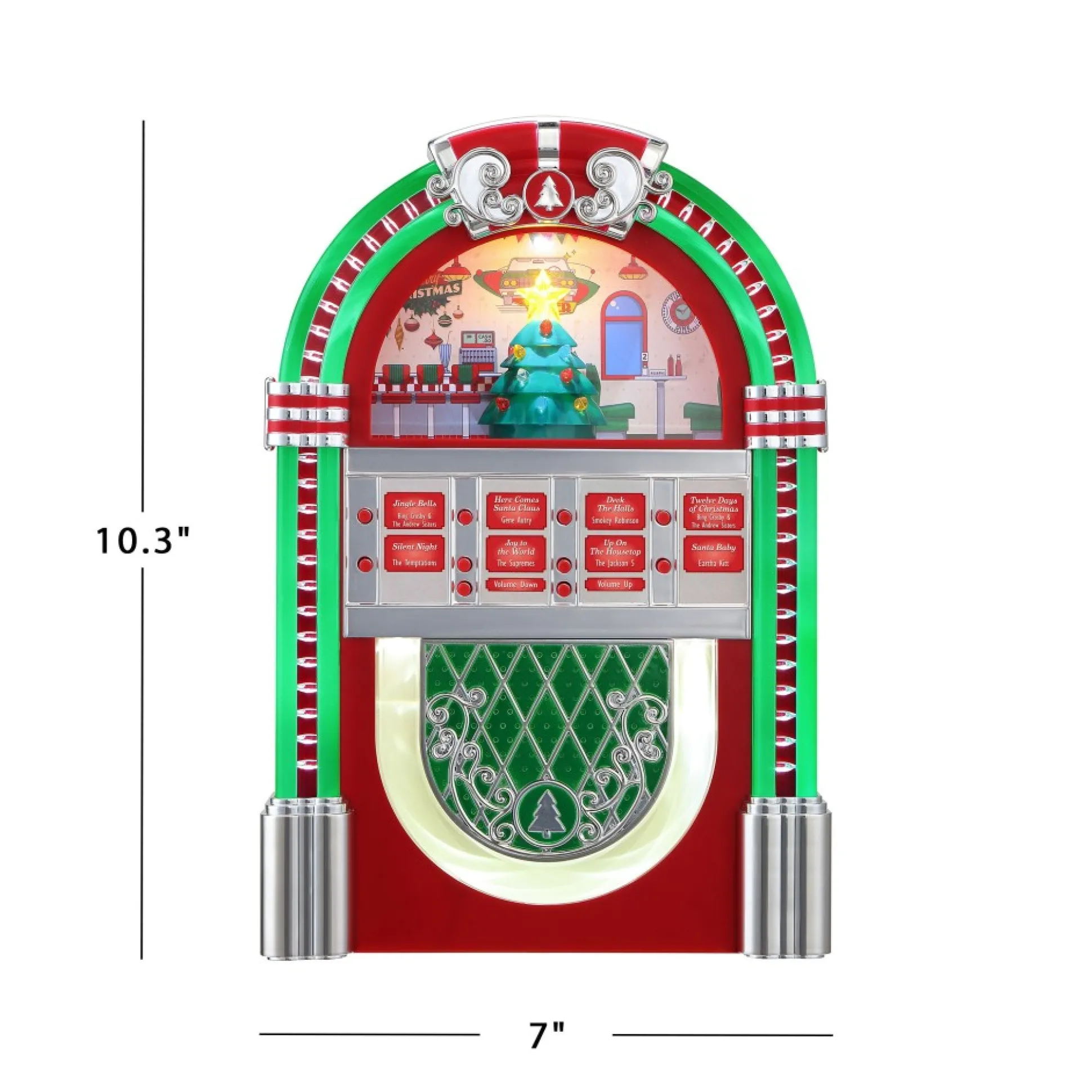 retro_rockorama_jukebox__red_2.webp Cheap Mr. Christmas 10.3" Retro Rock-O-Rama Jukebox - Red