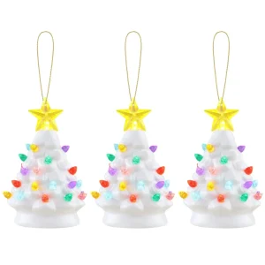 Outlet Mr. Christmas Set Of 3 Nostalgic Ceramic Tree Ornaments - White